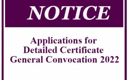 Applications for Detailed Certificate – General Convocation 2022