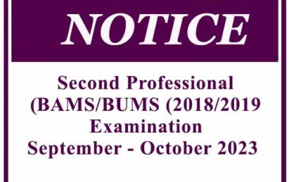 Second Professional BAMS/BUMS (2018/2019) Examination – September – October 2023