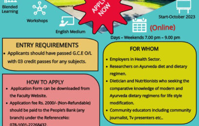 Deadline Extended : Certificate Course in Basic Principles of Ayurveda Dietary Regimens
