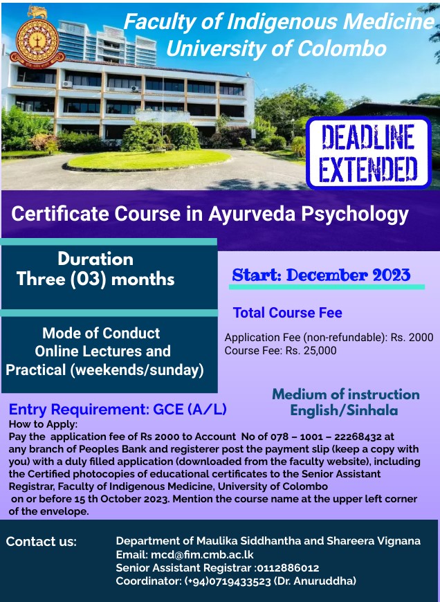 Certificate Course in Ayurveda Psychology