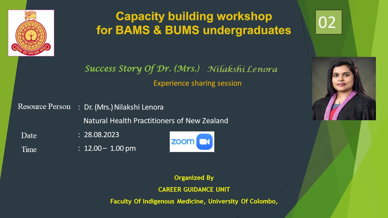 2nd Capacity building workshop for BAMS & BUMS undergraduates