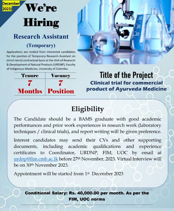 Advertisement for Research Assistant
