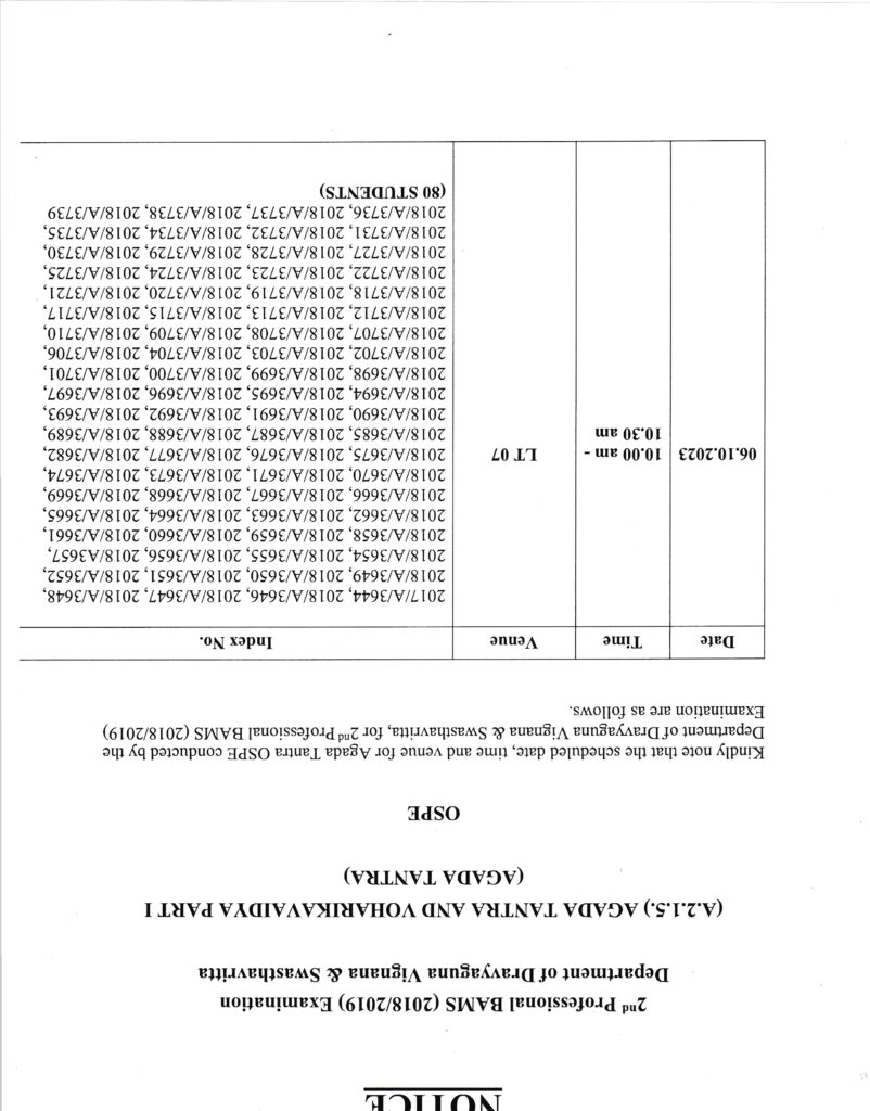 Agada Tantra OSPE- 2nd Professional BAMS (2018/2019) Examination ...