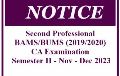 Second Professional BAMS/BUMS (2019/2020) CA Examination Semester II – Nov – Dec 2023