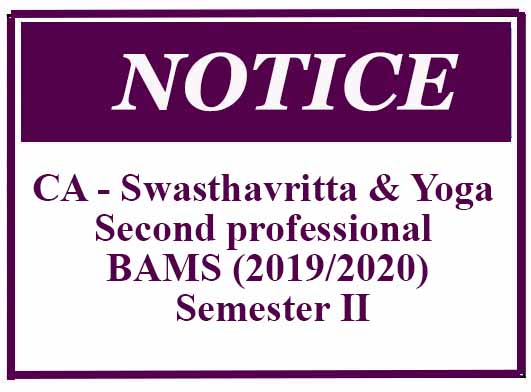 CA A.2.1.4 Swasthavritta & Yoga Second professional BAMS (2019/2020)  – Semester II