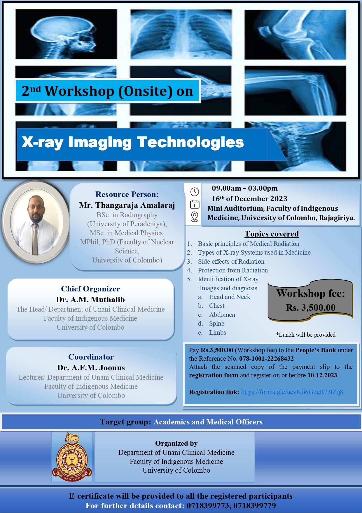2nd workshop on X-ray Imaging Technologies