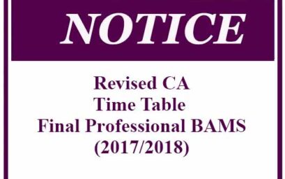 Revised Time Table – Final Professional BAMS (2017/2018) CA
