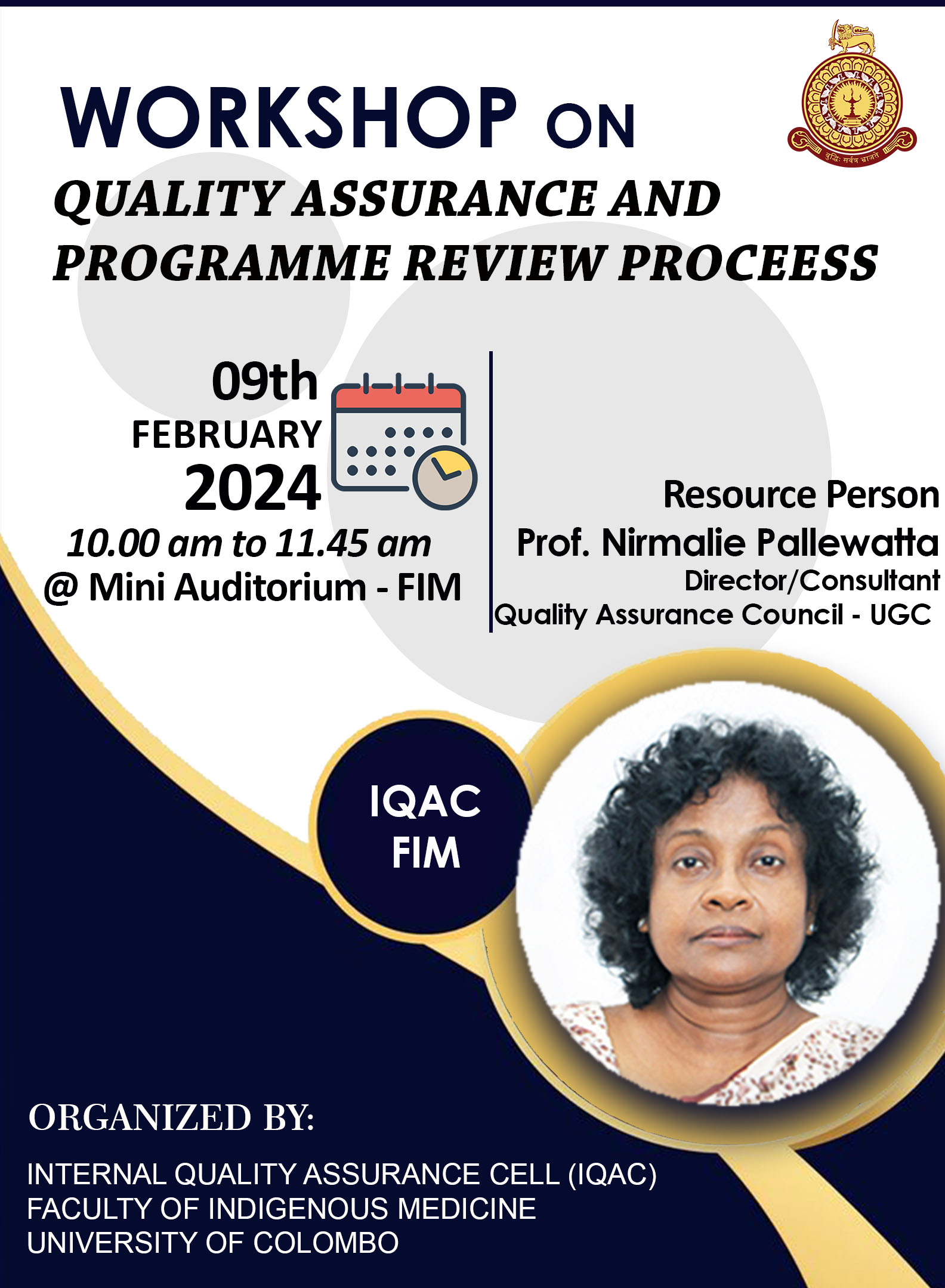 WORKSHOP ON QUALITY ASSURANCE AND PROGRAMME REVIEW PROCEESS