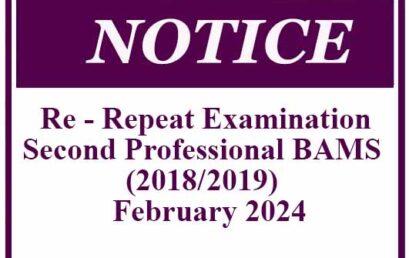 Second Professional BAMS (2018/2019) Re – Repeat Examination February 2024