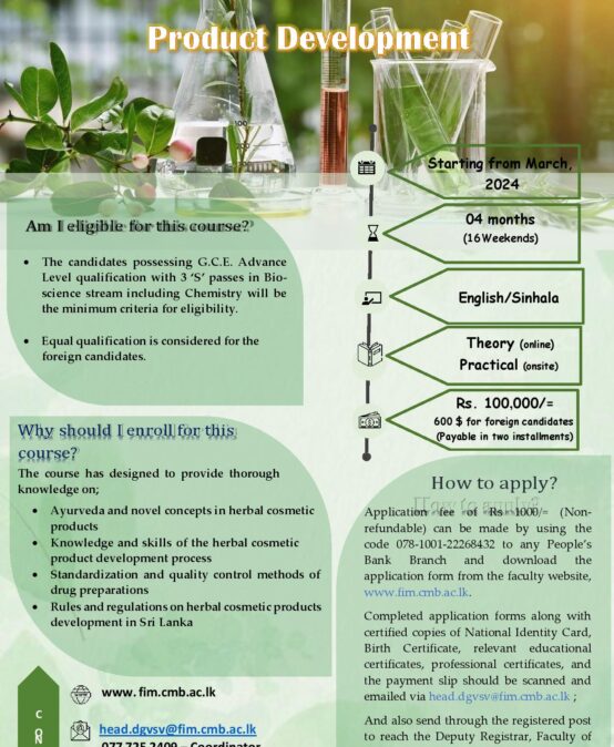 Certificate in Herbal Cosmetic Products Development (Cert HCPD)