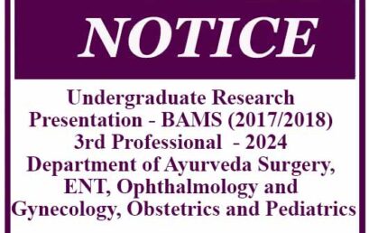 Undergraduate Research Presentation – BAMS (2017/2018) 3rd Professional