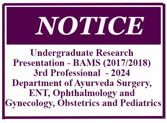 Undergraduate Research Presentation – BAMS (2017/2018) 3rd Professional