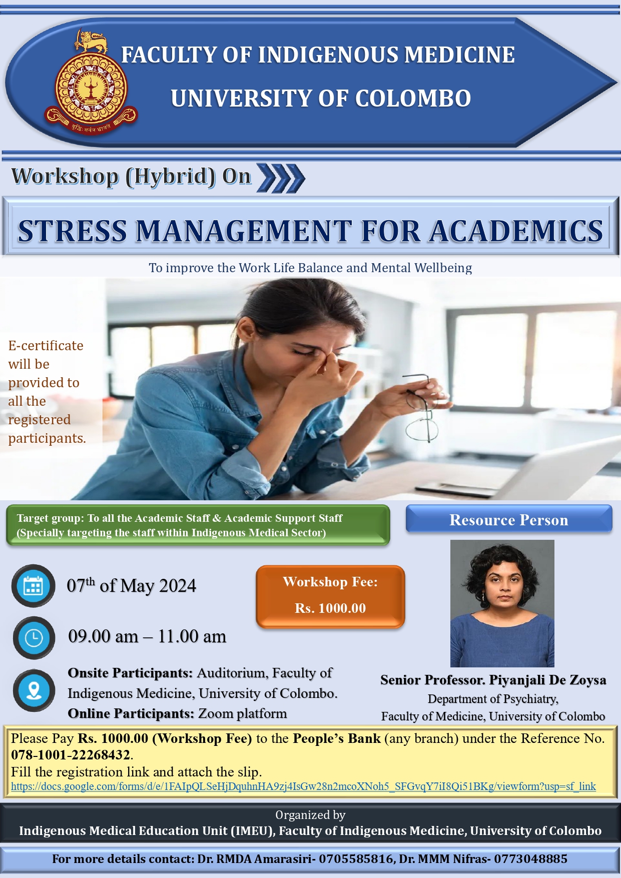 Workshop on Stress Management for Academics