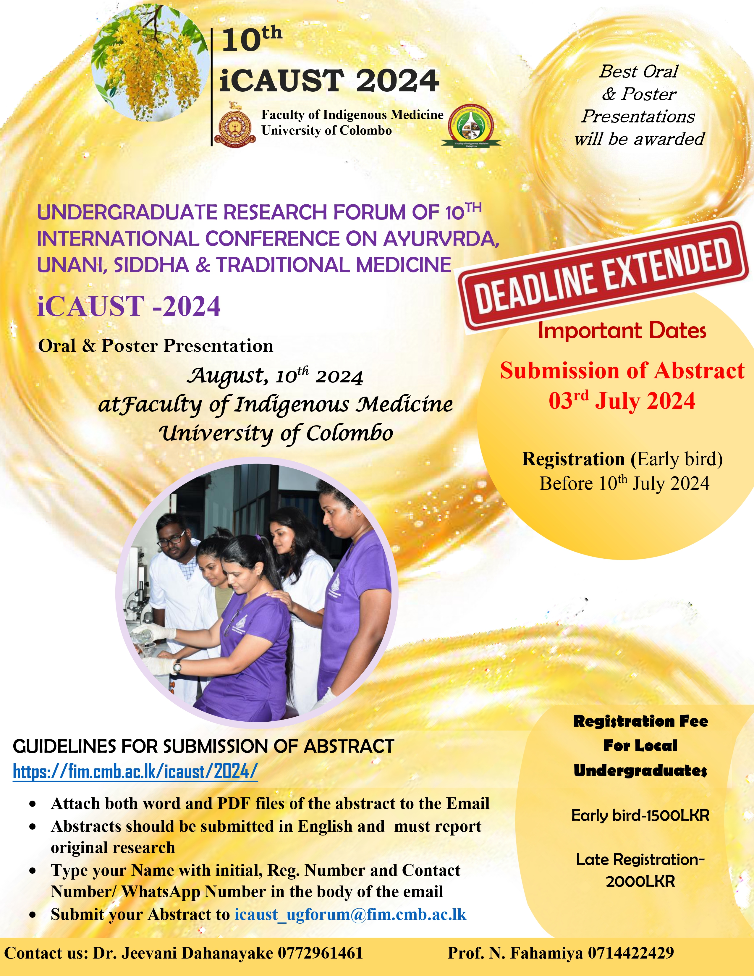 Undergraduate Research Forum of 10th International Conference on Ayurveda Unani,Siddha & Traditional Medicine (iCAUST) 2024