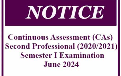 Continuous Assessment (CAs) : Second Professional (2020/2021)  Semester I Examination – June 2024