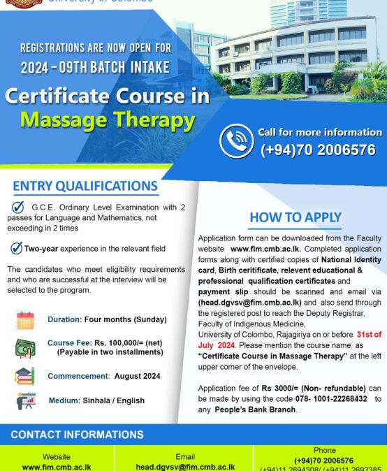 Certificate Course in Massage Therapy – 2024