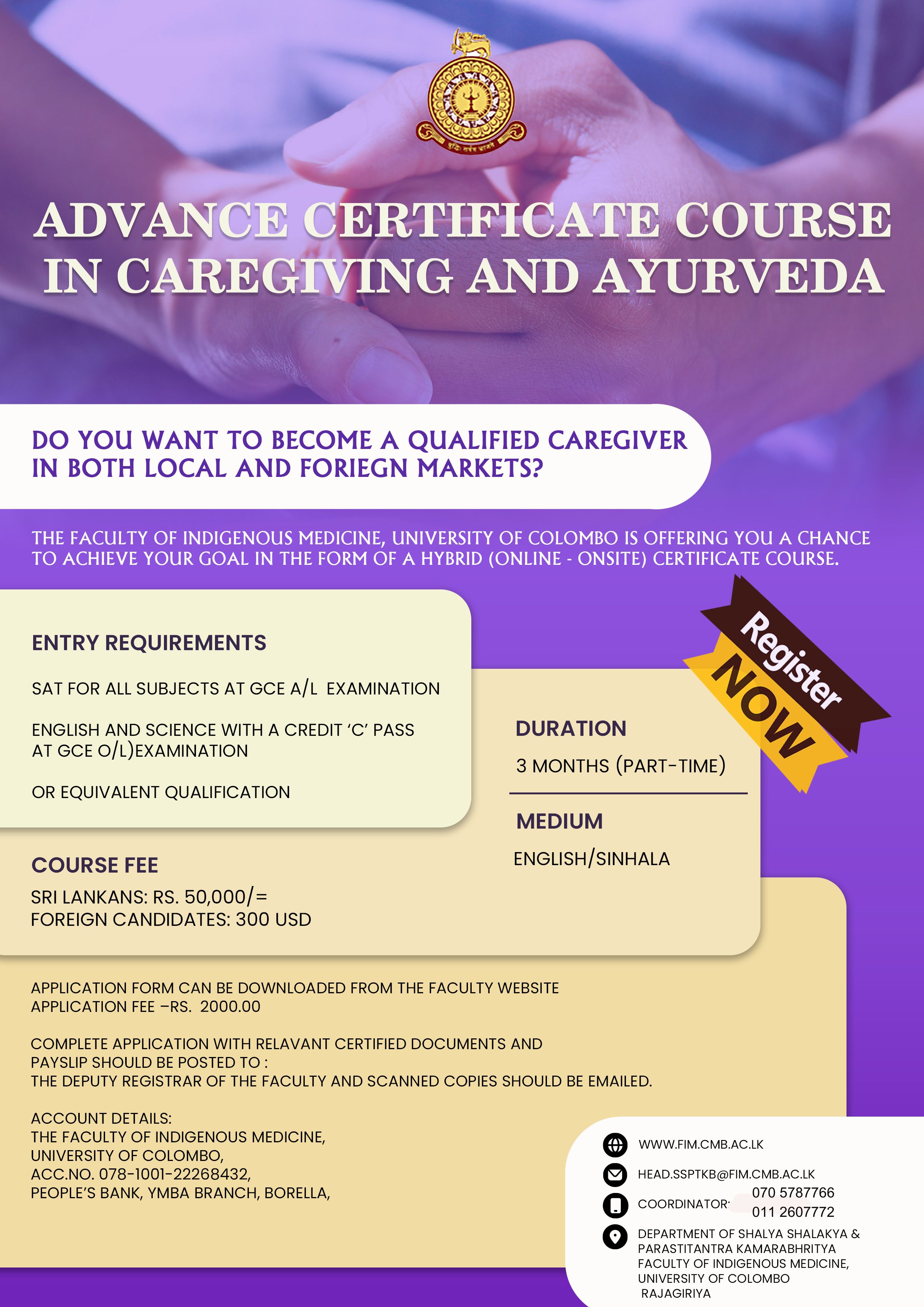 Advance Certificate Course in Caregiving and Ayurveda