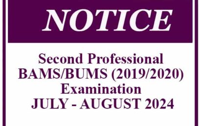 Second Professional BAMS/BUMS (2019/2020) Examination JULY – AUGUST 2024