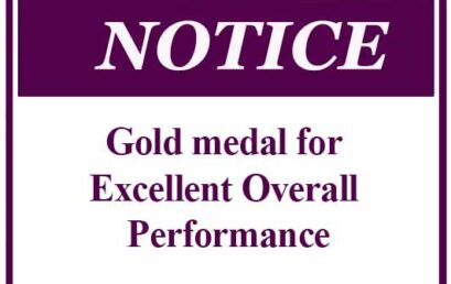 Notice : Gold medal for Excellent Overall Performance