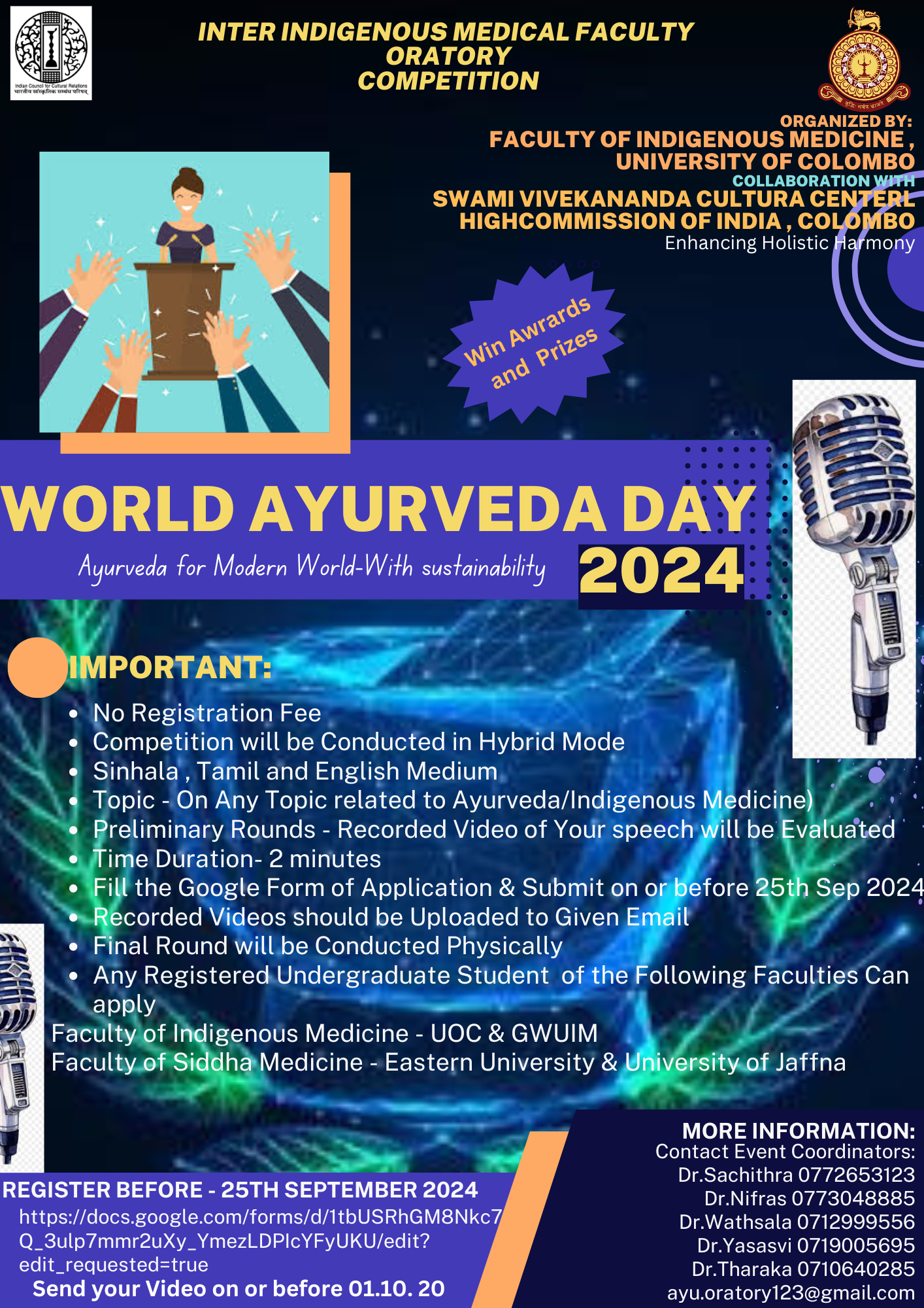 Inter Faculty Oratory Competition- World Ayurveda Day 2024