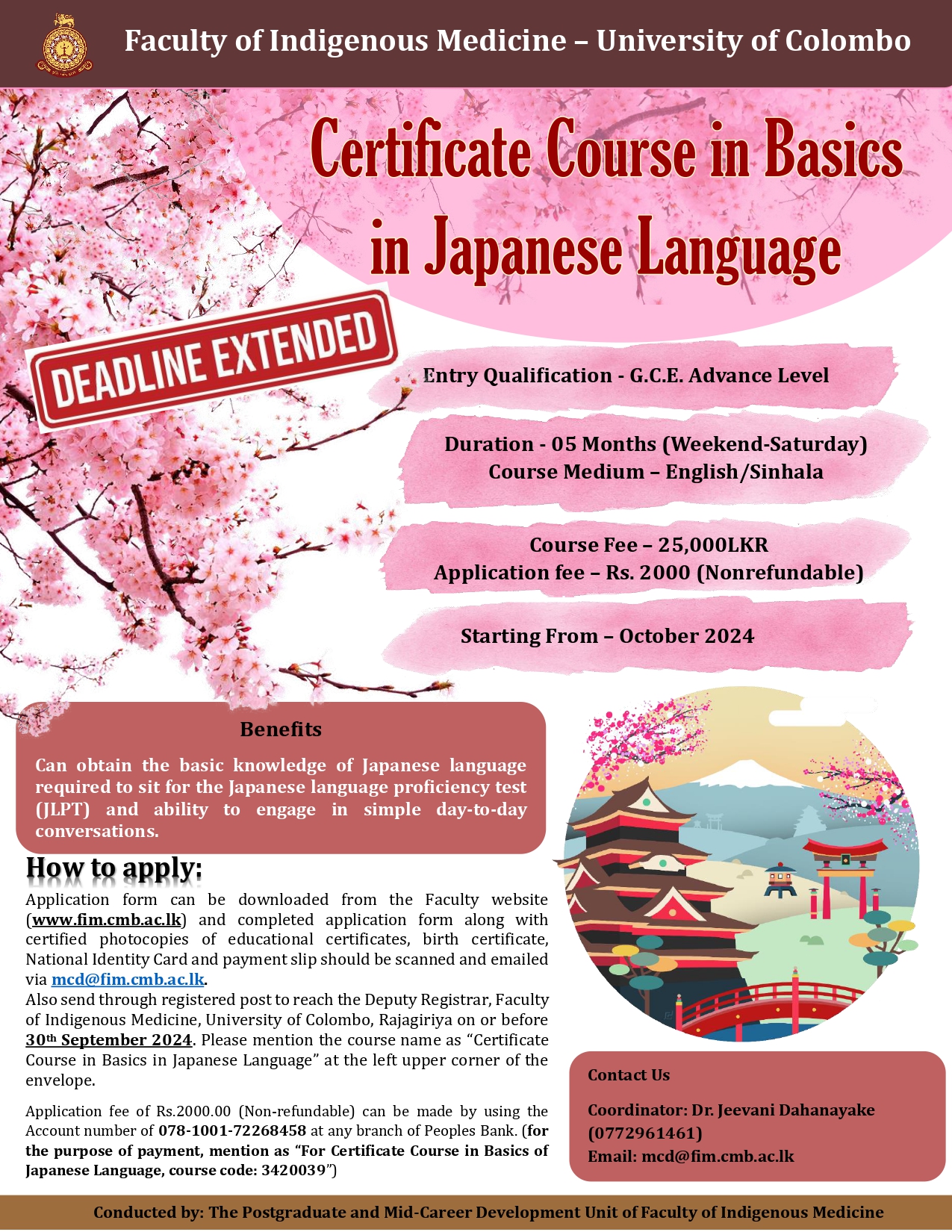 Certificate course in Basics in Japanese Language – 2024