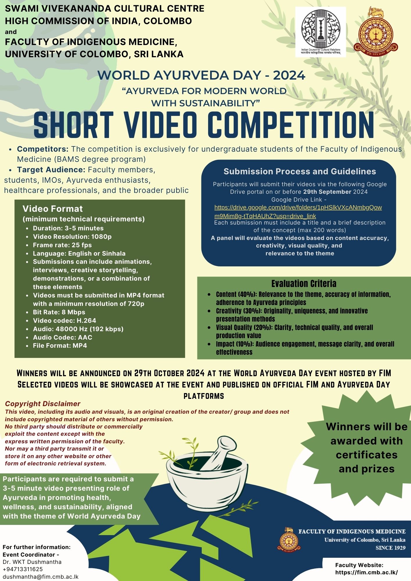 Faculty Video Clip production Competition-  World Ayurveda Day 2024