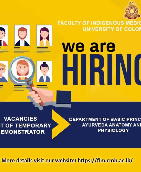 VACANCY :POST OF TEMPORARY DEMONSTRATOR- Department of Basic Principles, Ayurveda Anatomy and Physiology