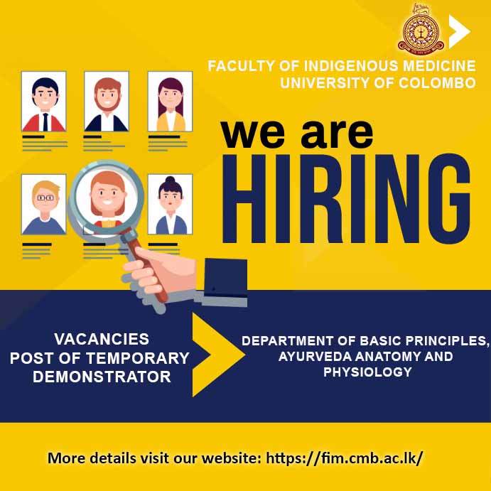 VACANCY :POST OF TEMPORARY DEMONSTRATOR- Department of Basic Principles, Ayurveda Anatomy and Physiology