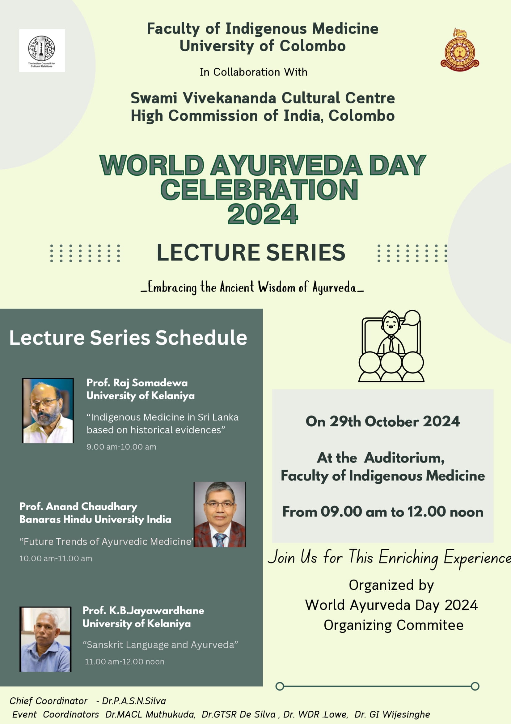 Lecture Series: World Ayurveda Day Celebration 2024