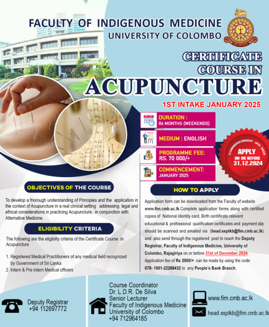 Certificate course in Acupuncture