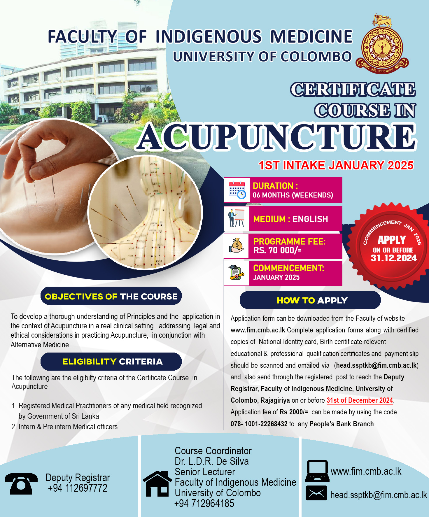 Certificate course in Acupuncture