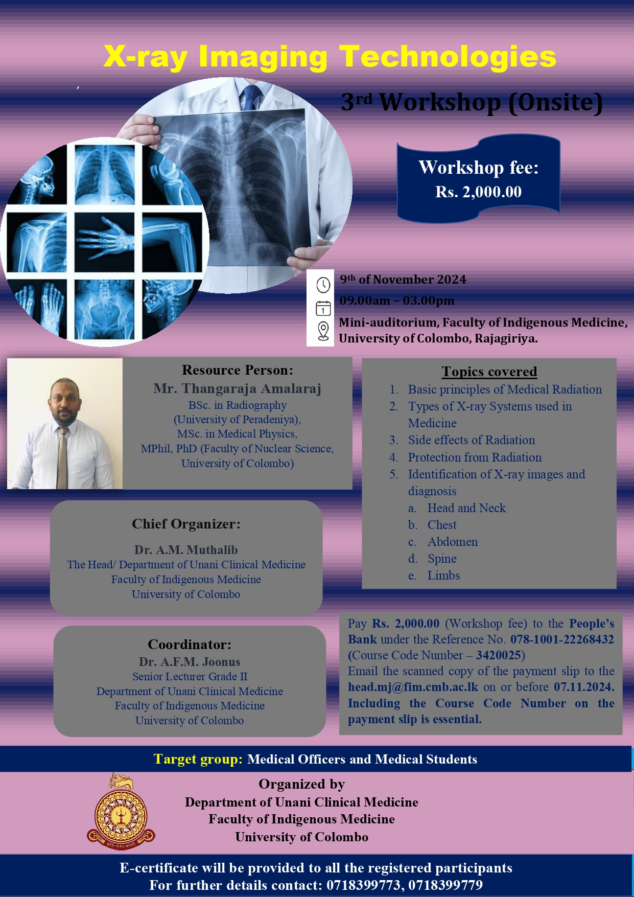 X-Ray Imaging Technologies- 3rd Workshop(Onsite)