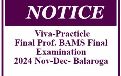 Viva-Practicle: Final Prof. BAMS Final Examination 2024 Nov-Dec- Balaroga