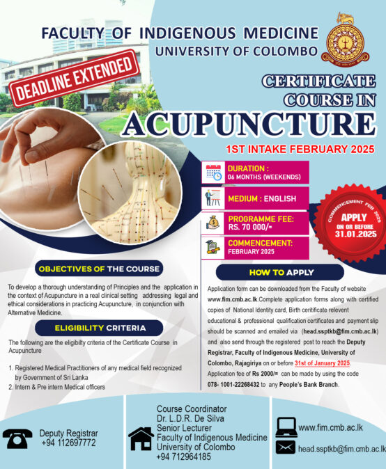 Certificate course in Acupuncture