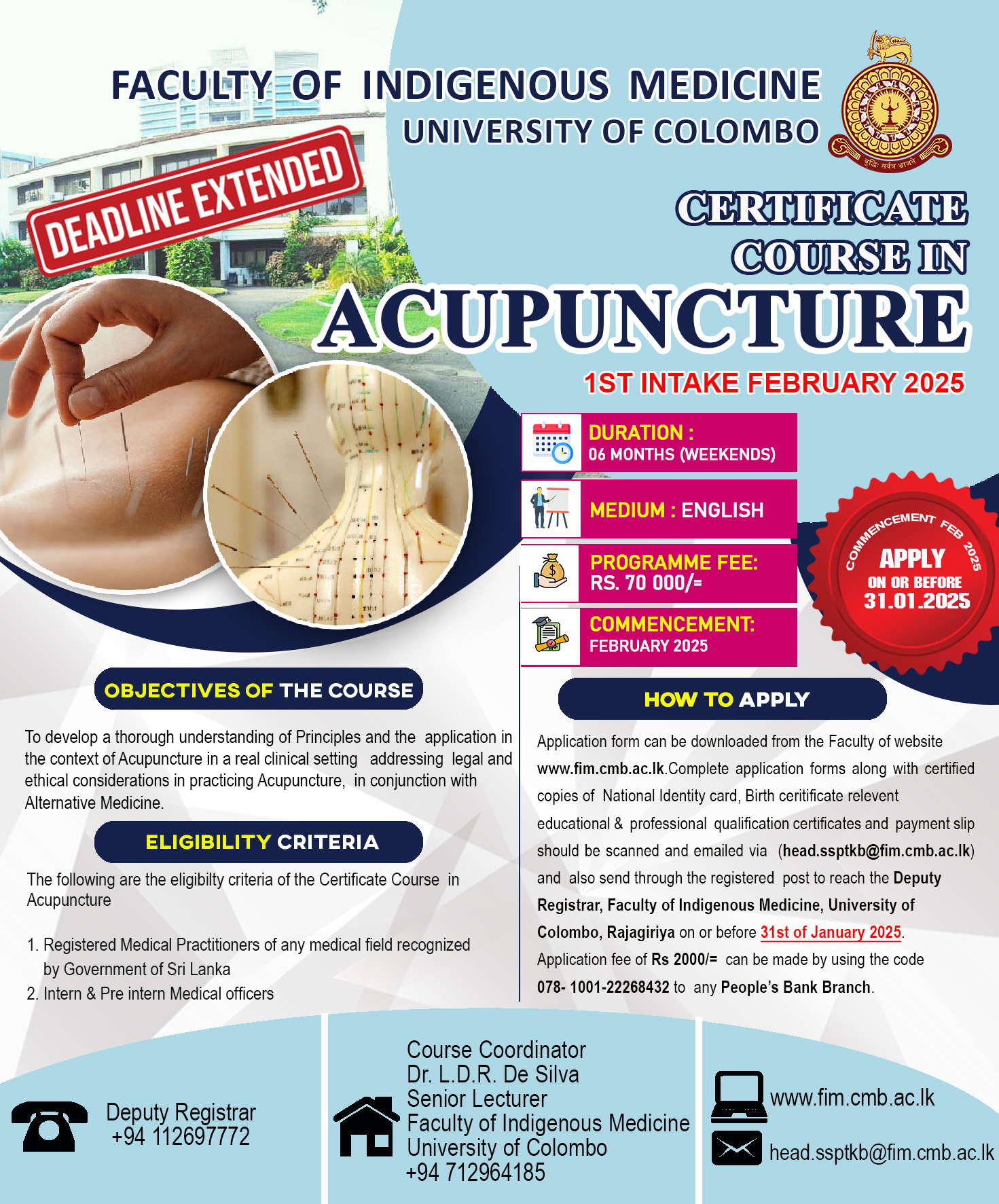 Certificate course in Acupuncture