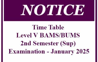 Level V BAMS/BUMS 2nd Semester (Sup) Examination – January 2025