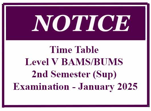 Level V BAMS/BUMS 2nd Semester (Sup) Examination – January 2025