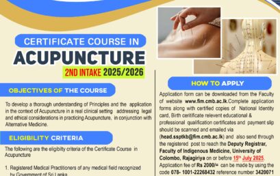 Certificate course in Acupuncture