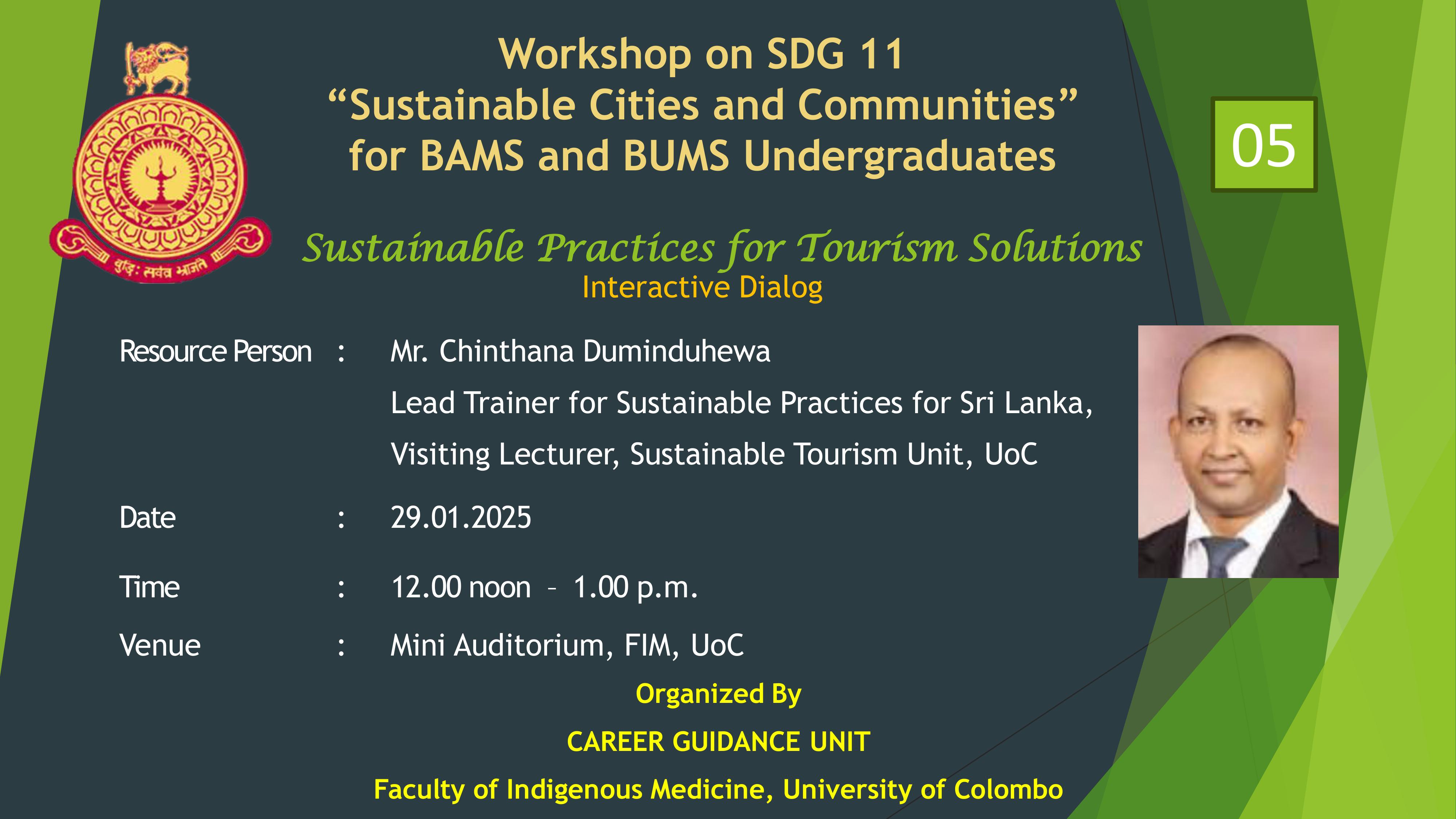 Workshop on SDG 11  “Sustainable Cities and Communities” for BAMS and BUMS Undergraduates