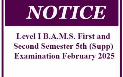 Level I B.A.M.S. First and Second Semester 5th (Supp) Examination February 2025