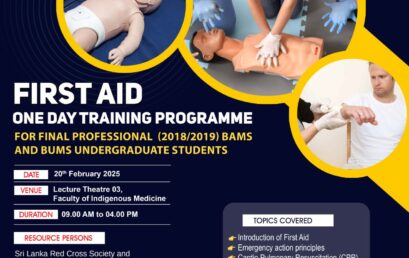 First Aid one day Training Programme for final professional (2018/2019) BAMS and BUMS undergraduate students