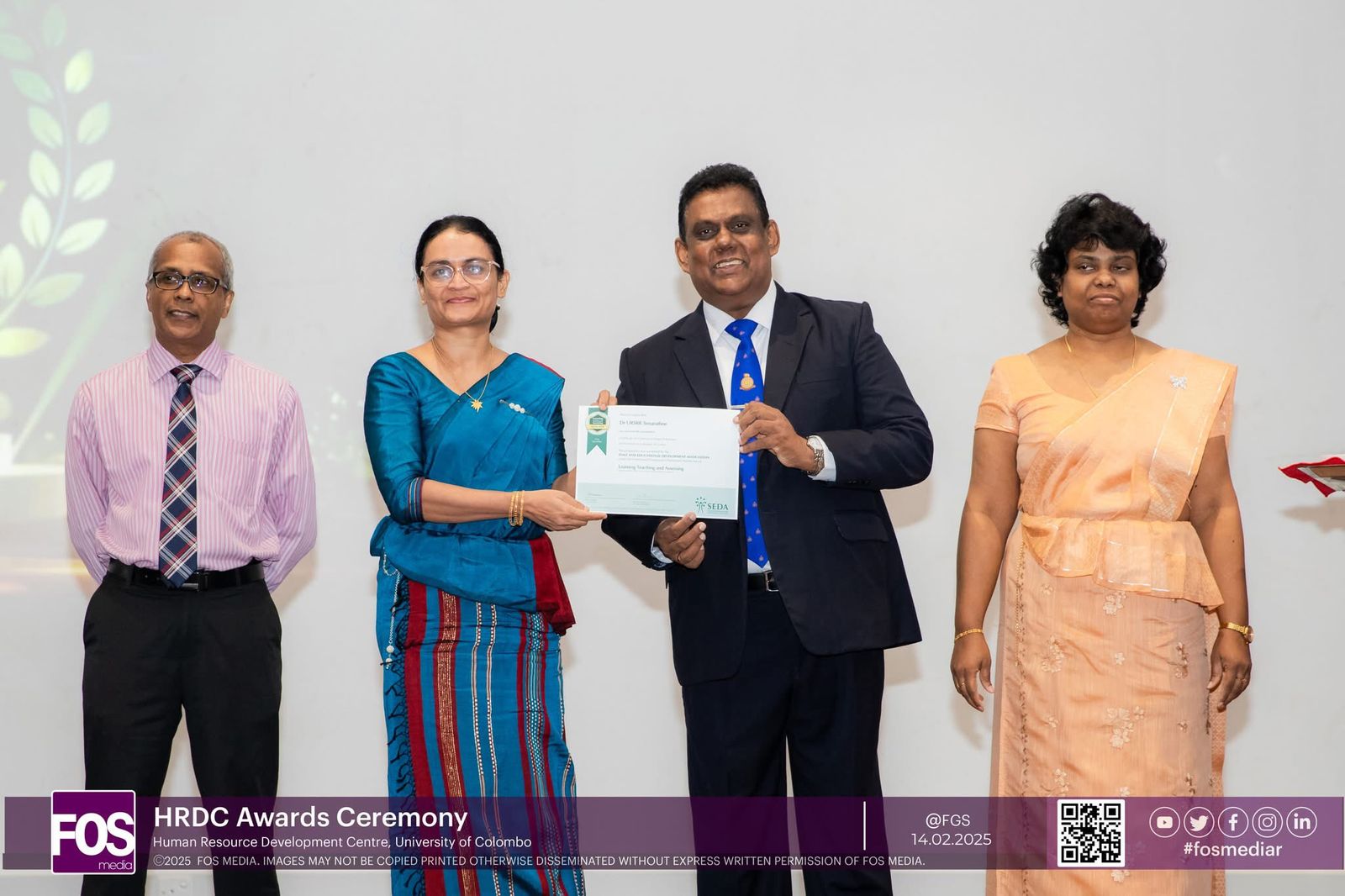 Congratulations! Dr U.R.S.R.K. Senarathne is the recipient of the Dr. Shrinika Weerakoon Award for the Best Performing Academic of the Certificate in Teaching