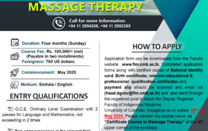 Certificate Course in Massage Therapy – 2025