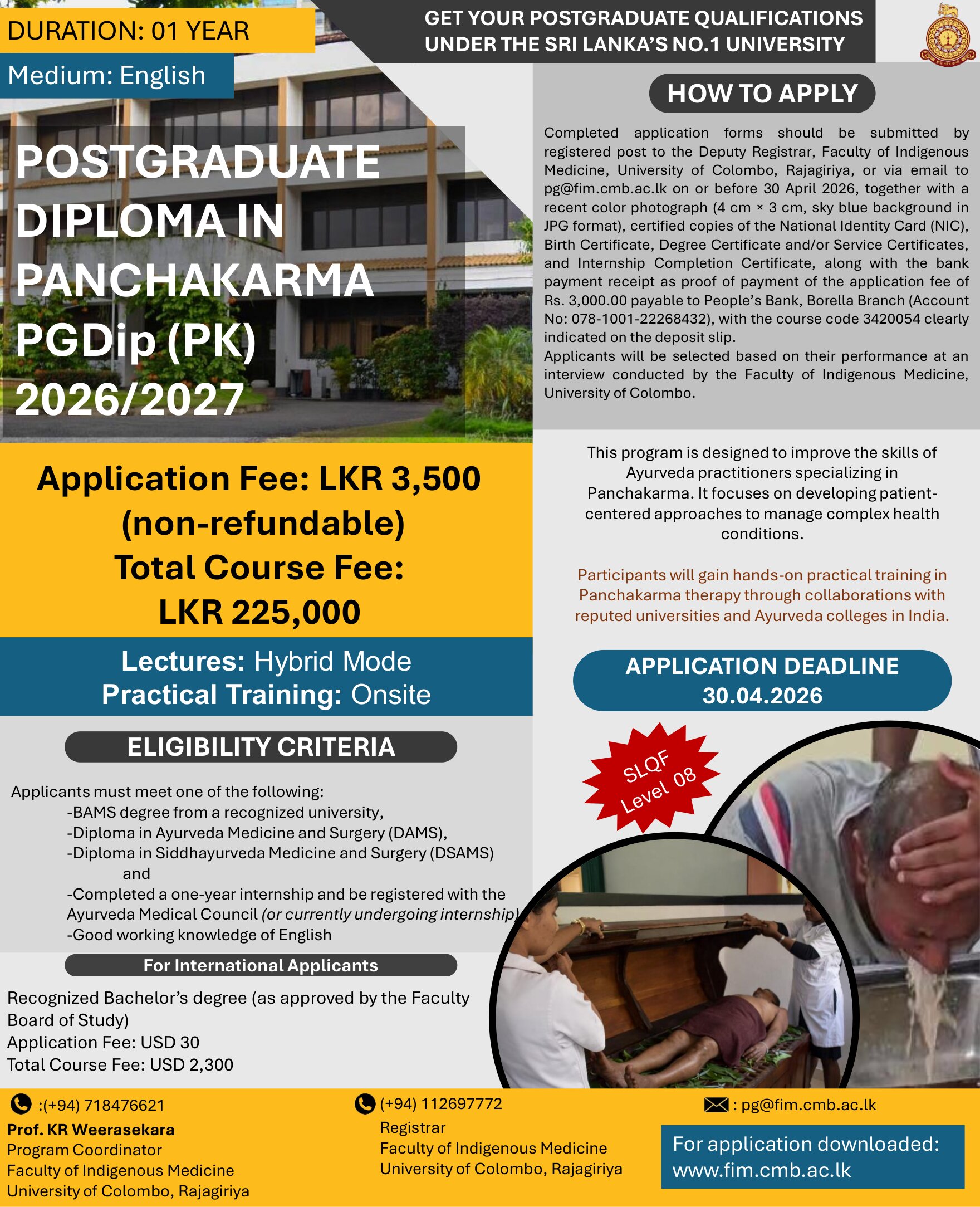 Post Graduate Diploma in Panchakarma