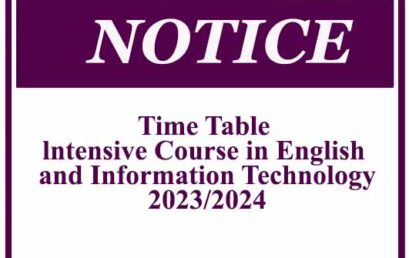 Time Table – lntensive Course in English and Information Technology-2023/2024