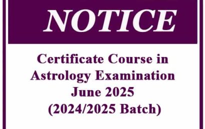 Certificate Course in Astrology Examination June 2025 (2024/2025 Batch)