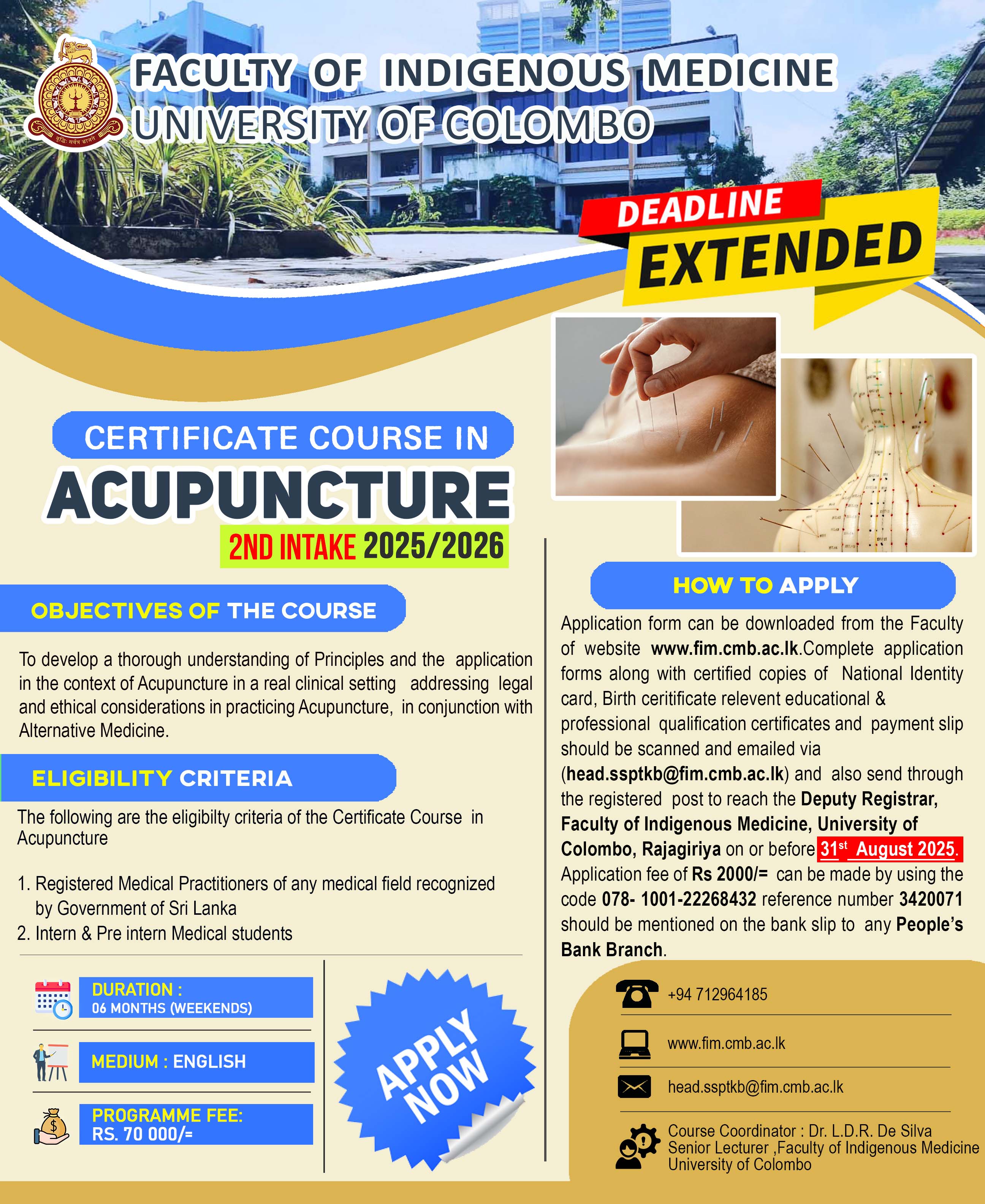 Certificate course in Acupuncture