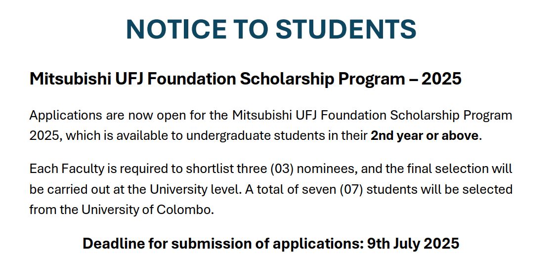Mitsubishi UFJ Foundation Scholarship Program – 2025
