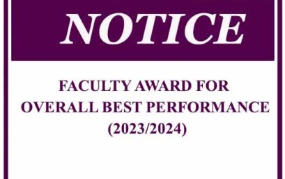 FACULTY AWARD FOR ” OVERALL BEST PERFORMANCE” (2023/2024)