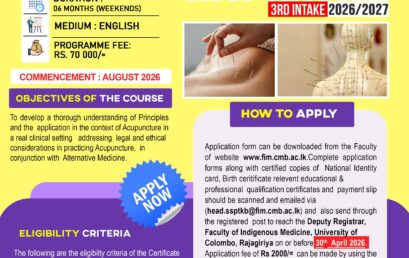 Certificate course in Acupuncture